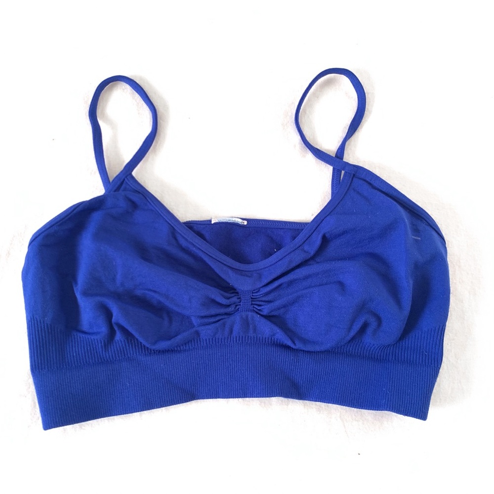 Blue seamless dance bra top